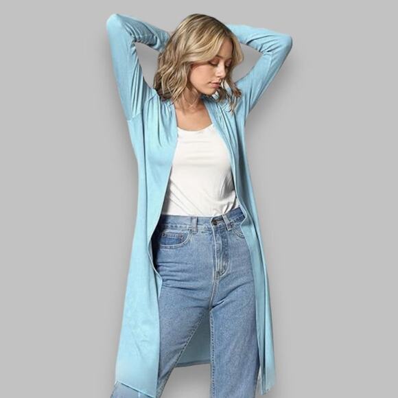 Neiman Marcus Sky Blue Cotton Cardigan | Size L - Picture 6 of 7